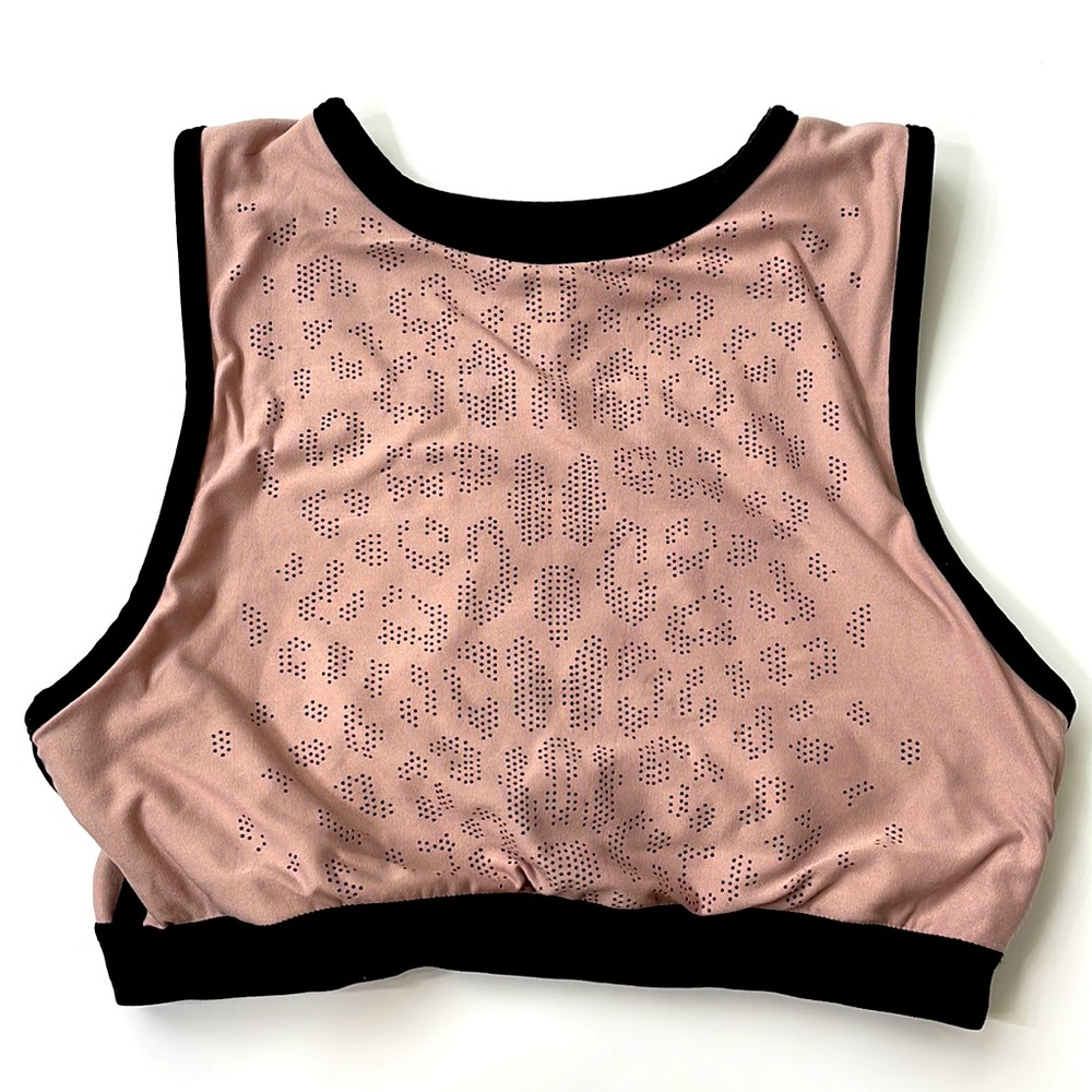 Rose and black sports bra
